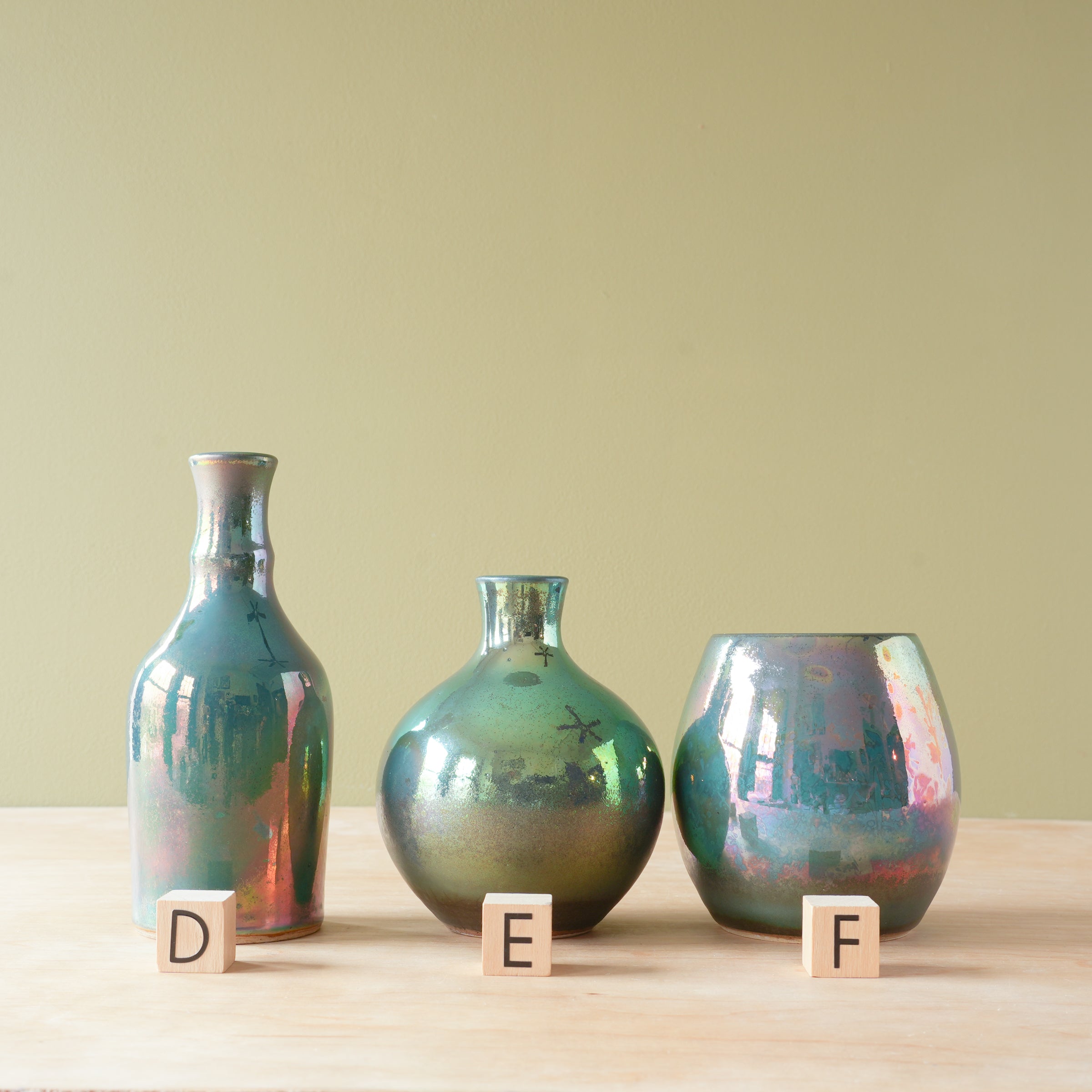 Petite Vases | Matte Green Iridescent – Pewabic Pottery