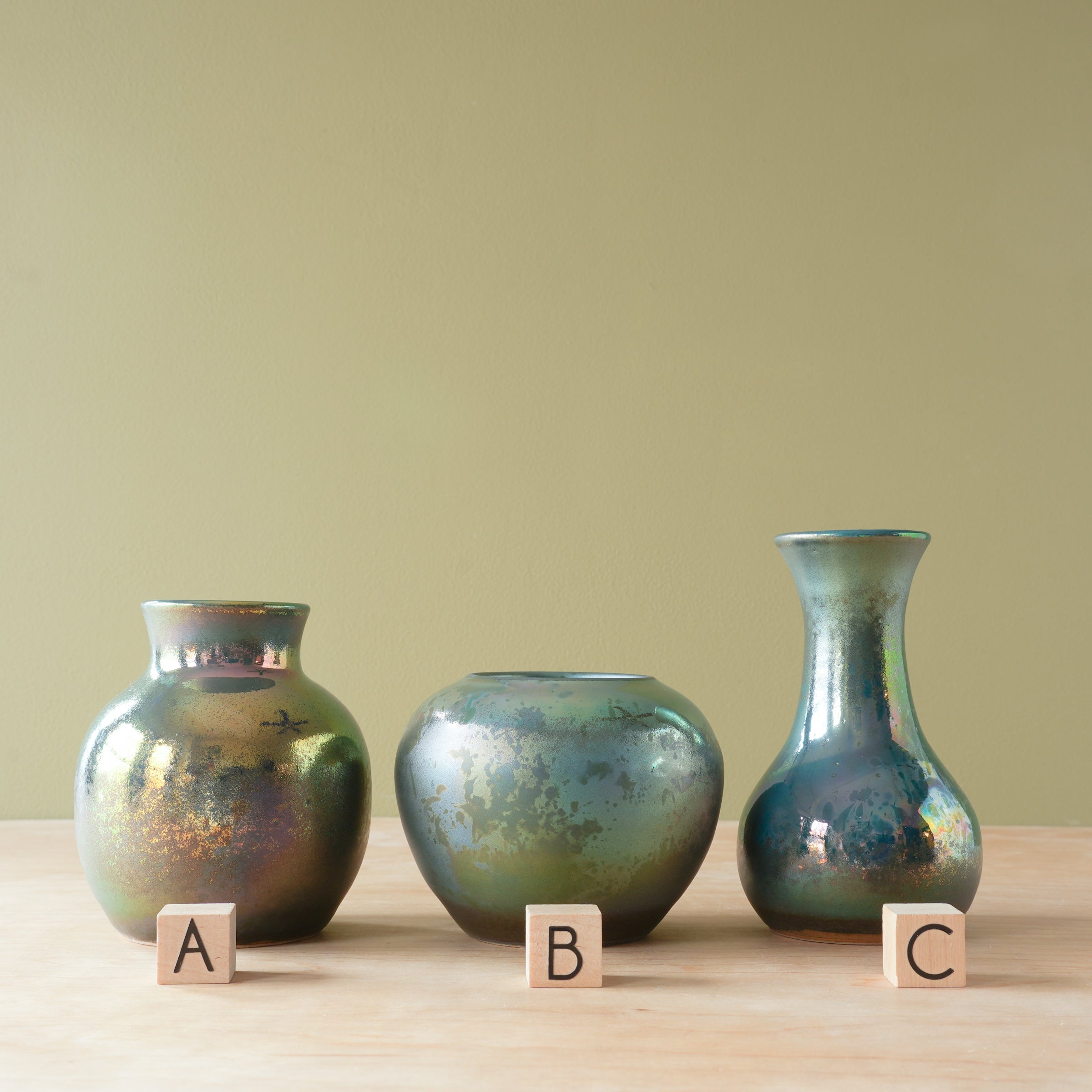 Petite Vases | Matte Green Iridescent – Pewabic Pottery