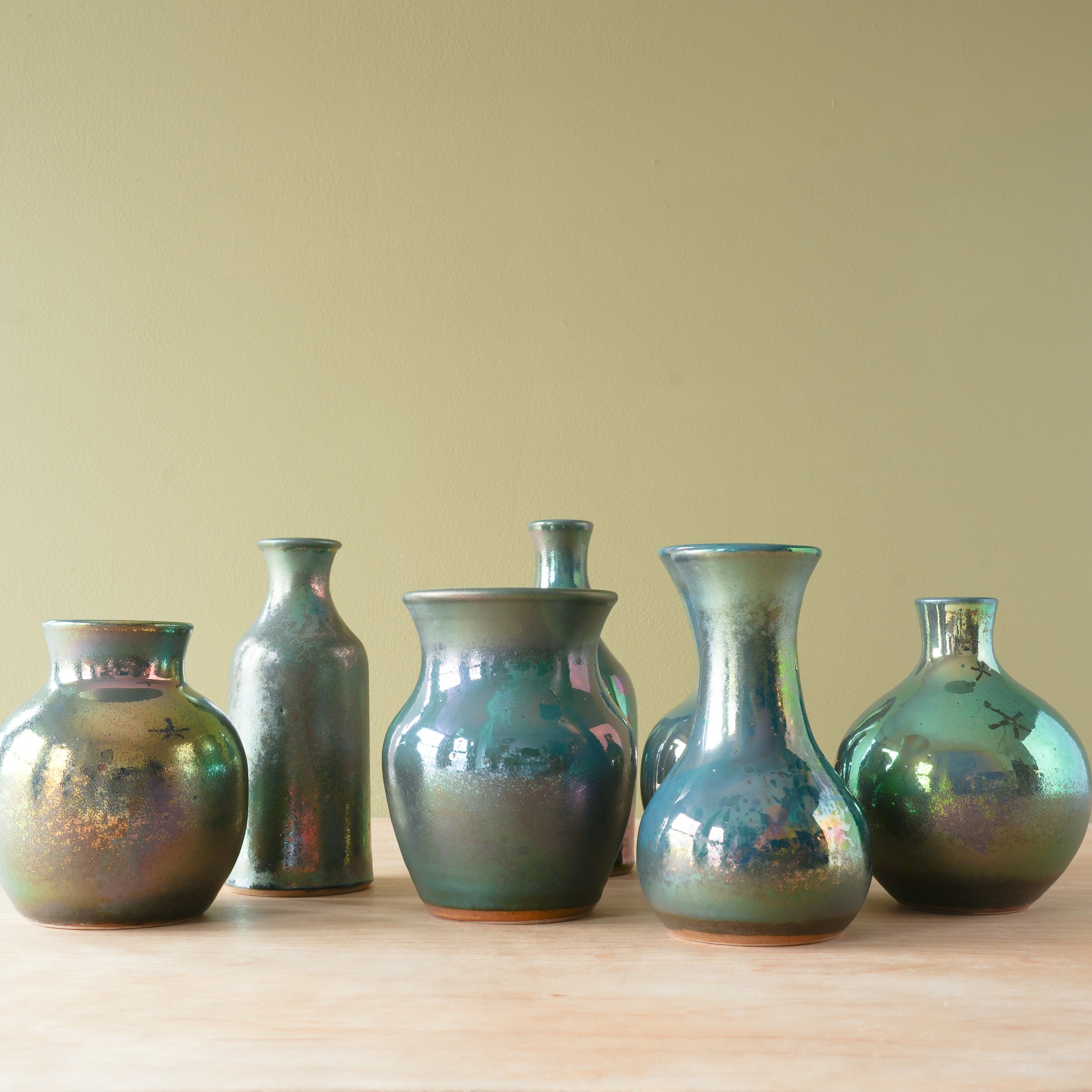 Petite Vases | Matte Green Iridescent – Pewabic Pottery