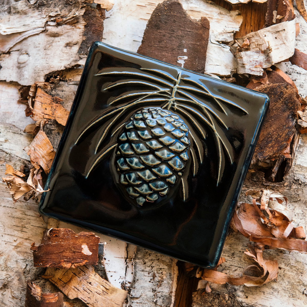 6X6 Pinecone Tile – Pewabic Pottery