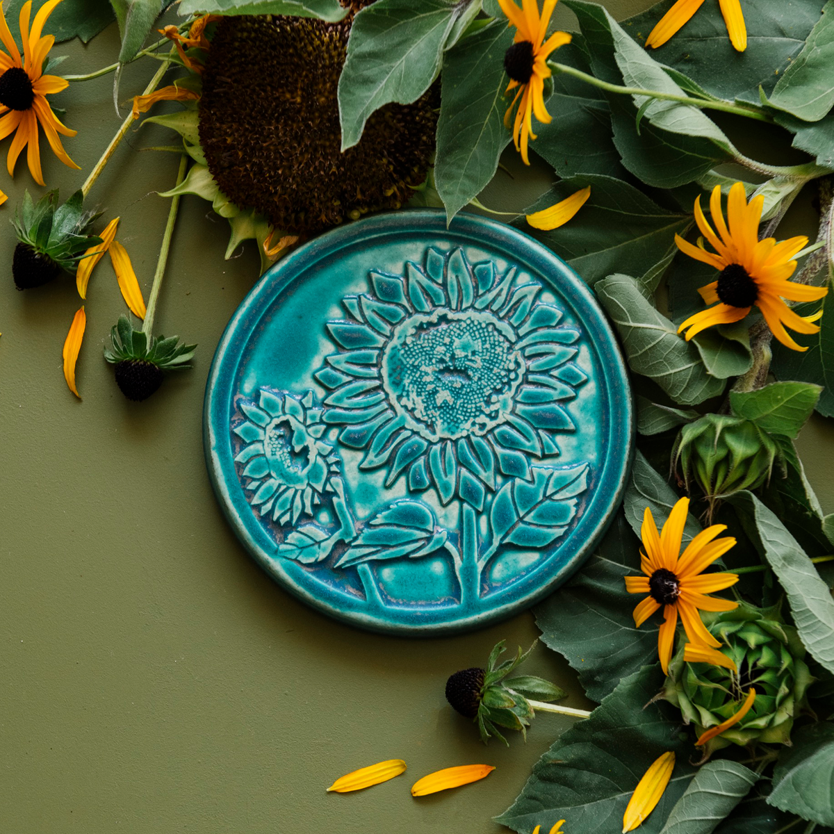 Sunflower Trivet Tile – Pewabic Pottery