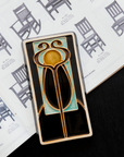 A Hand-Painted Stickley Tile in our glossy, multi-colored "Obsidian" palette.
