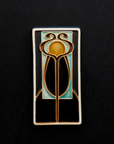 A Hand-Painted Stickley Tile in our glossy, multi-colored "Obsidian" palette.
