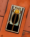 A Hand-Painted Stickley Tile in our glossy, multi-colored "Obsidian" palette.