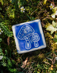This tile features the matte bright steel blue-ish purple Periwinkle Glaze.