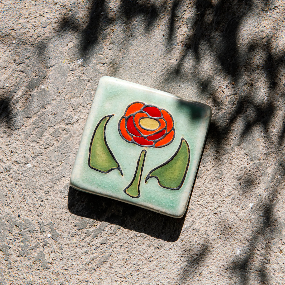 Hand-Painted Rose Tile – Pewabic Pottery