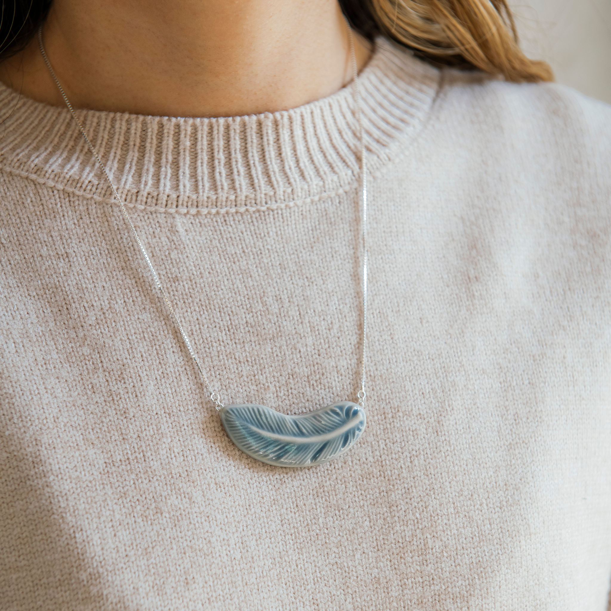 Feather Necklace – Pewabic Pottery Feather Necklace – Pewabic Pottery