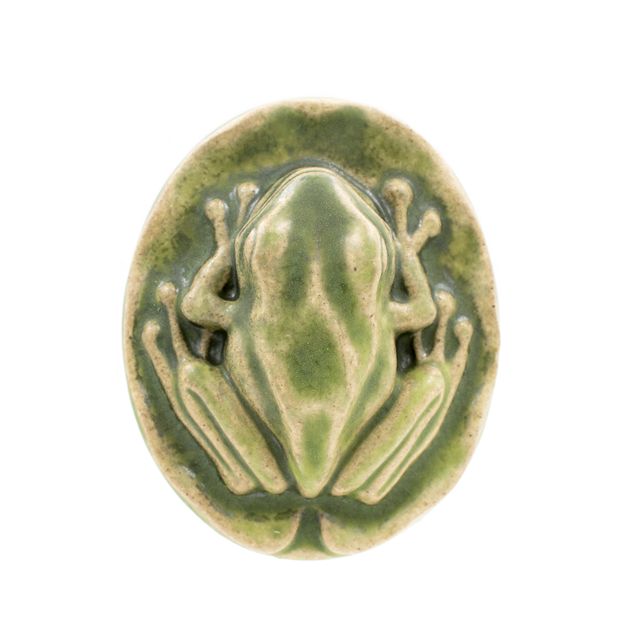 This Frog Paperweight matte bright light green Lime glaze.