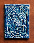 This Nativity Tile features the glossy deep blue Ocean glaze.