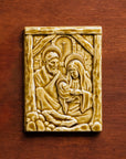 This Nativity Tile features the deep golden Honey Gloss glaze.