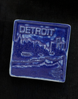 This Detroit Skyline Tile features the matte dark blue Cobalt glaze.