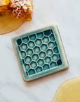 This Honeycomb Tile features the medium blue Glacier Gloss glaze.