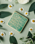 This tile features the glossy pale blue Celadon glaze.