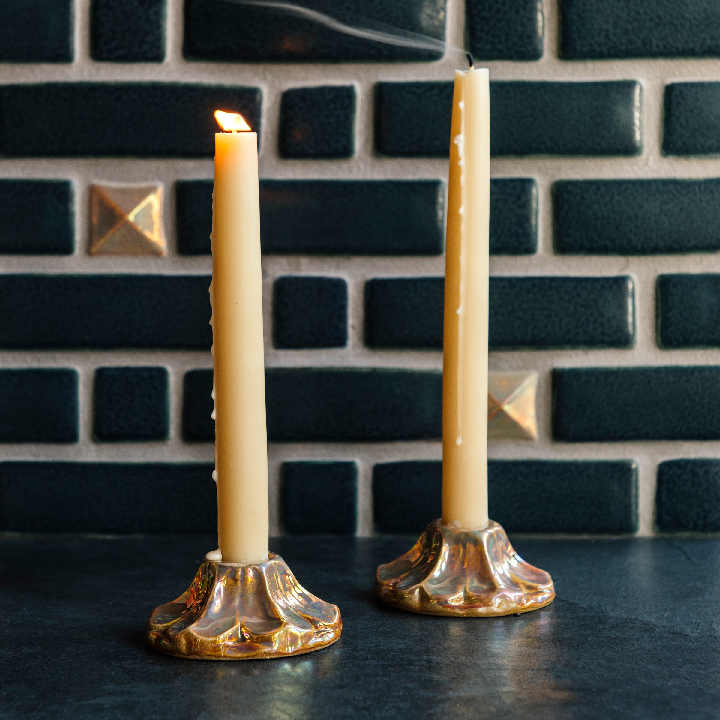 Scalloped Candle Holder | Iridescent – Pewabic Pottery