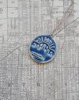 This Detroit Ornament features the matte powder blue Steel glaze.
