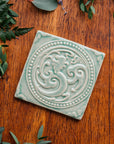 This Phoenix Tile features the glossy pale blue Celadon glaze.
