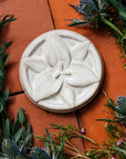 This tile features the satin finished white Alabaster glaze.