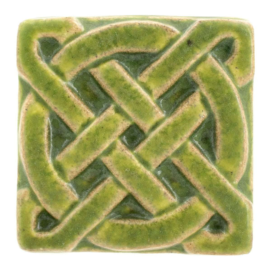 This Journey Knot Tile features the matte bright light green Lime glaze.
