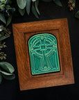 Framed Cross Tile | Pewabic Green