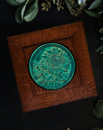 Framed Sunflower Trivet Tile | Pewabic Blue
