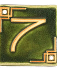 The Craftsman style ceramic 7 address number is in the matte green Leaf glaze option.