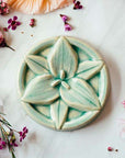 This tile features the glossy pale blue Celadon glaze.
