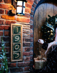 The wooden frame is attached to a brick home on a wintery day as a woman knocks on the front door.