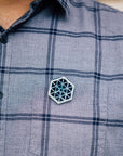 The Hex Pin features the glossy deep blue Ocean glaze.