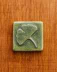 This Ginkgo Tile features the matte bright light green Lime glaze.