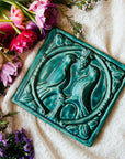 The Lovebirds Tile in Pewabic Blue.