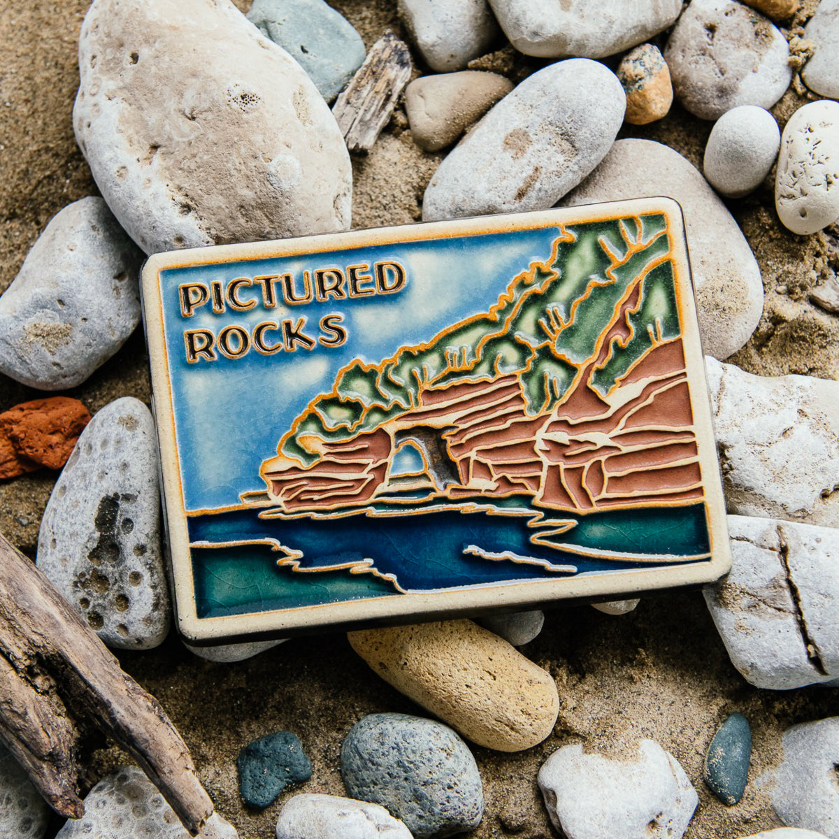 Pictured Rocks Postcard Tile Pewabic Pottery