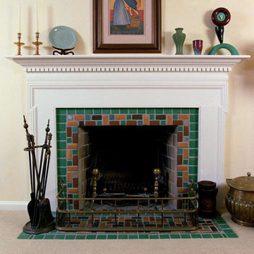 Ceramic Green and Brown Fireplace