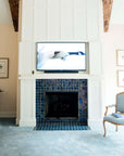 Ceramic Iridescent Fireplace with 2x2 accents