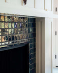 Ceramic Iridescent Fireplace with 2x2 accents