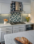 Spearmint Herringbone Backsplash