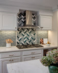 Spearmint Herringbone Backsplash