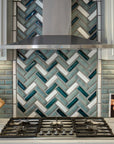 Spearmint Herringbone Backsplash