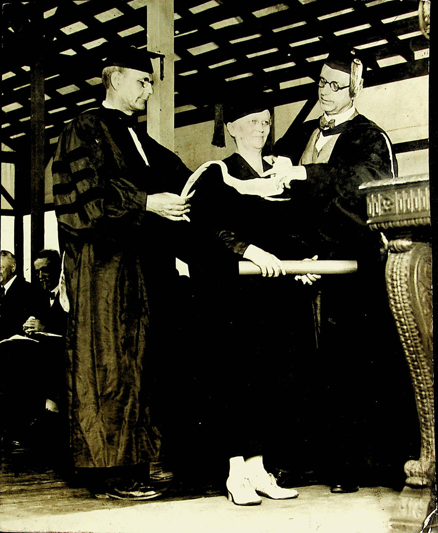 Mary Chase receiving her honorary M.A. from the University of Michigan in 1930.