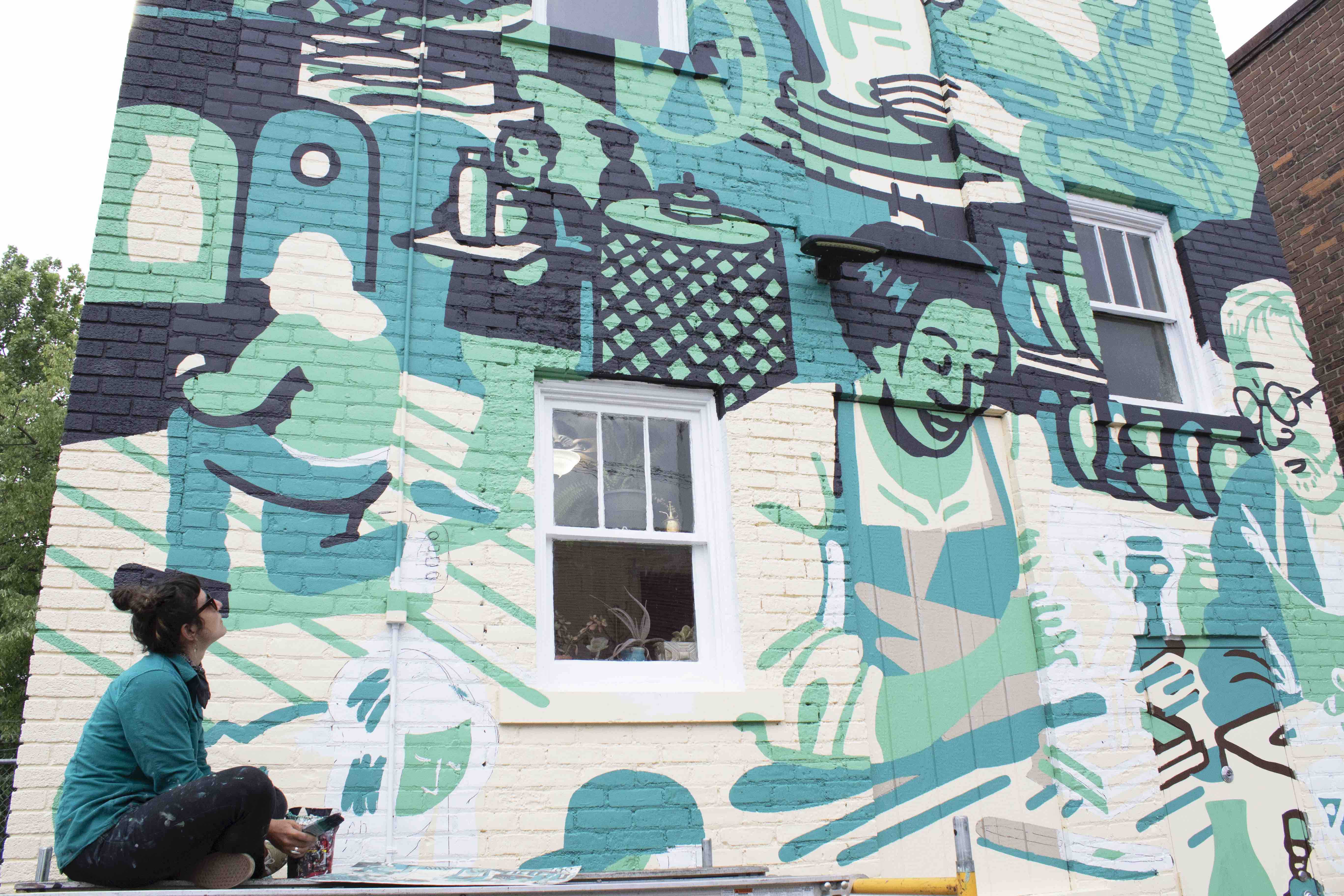 New Mural transforms the Pewabic Courtyard – Pewabic Pottery