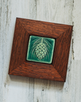 Framed Pinecone Tile | 3x3 Pewabic Green