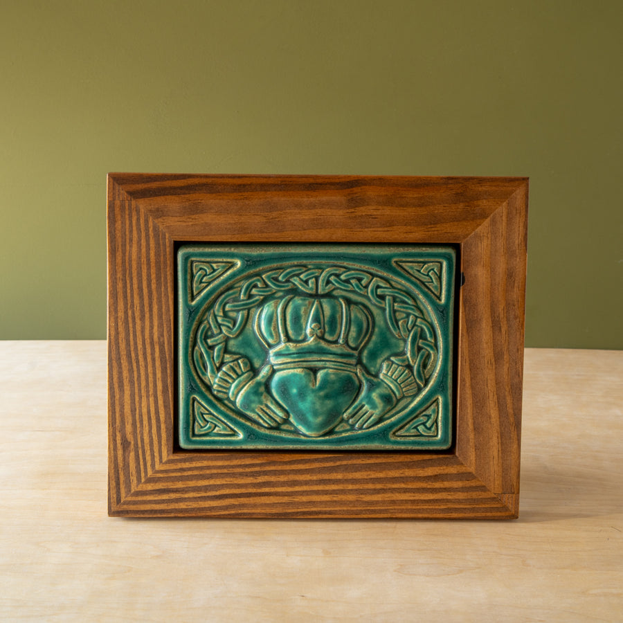 Framed Claddagh Tile | Pewabic Blue