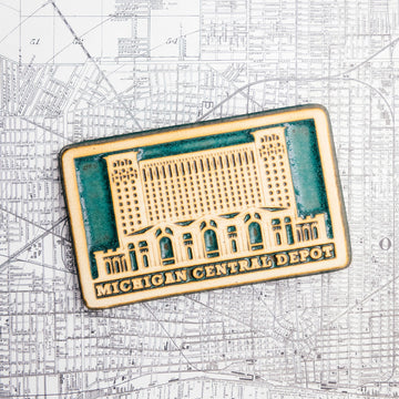 The Michigan Central Depot Tile features the image of the large many-windowed building with the words "Michigan Central Depot" across the bottom of the tile.