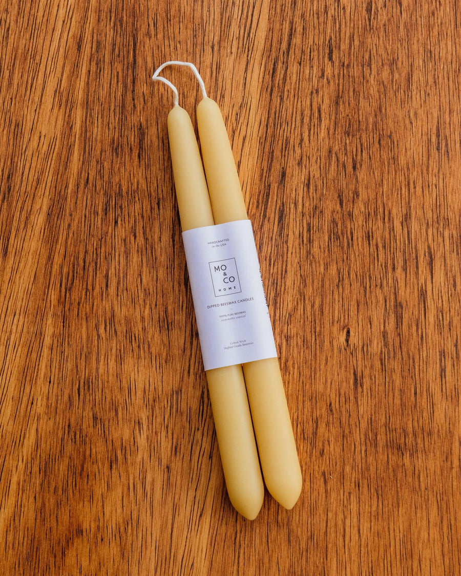 Mo&Co Home | 10" Beeswax Taper Candle Pair