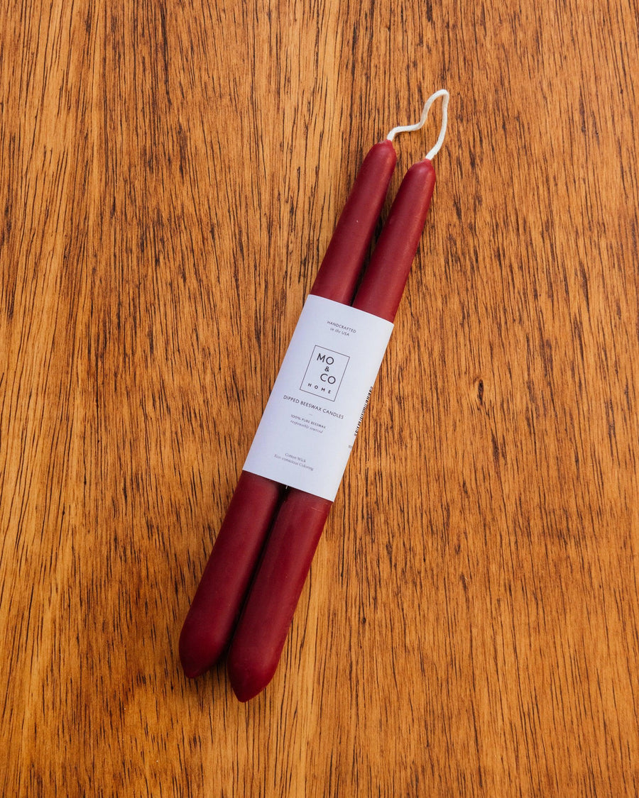 Mo&Co Home | 10" Beeswax Taper Candle Pair