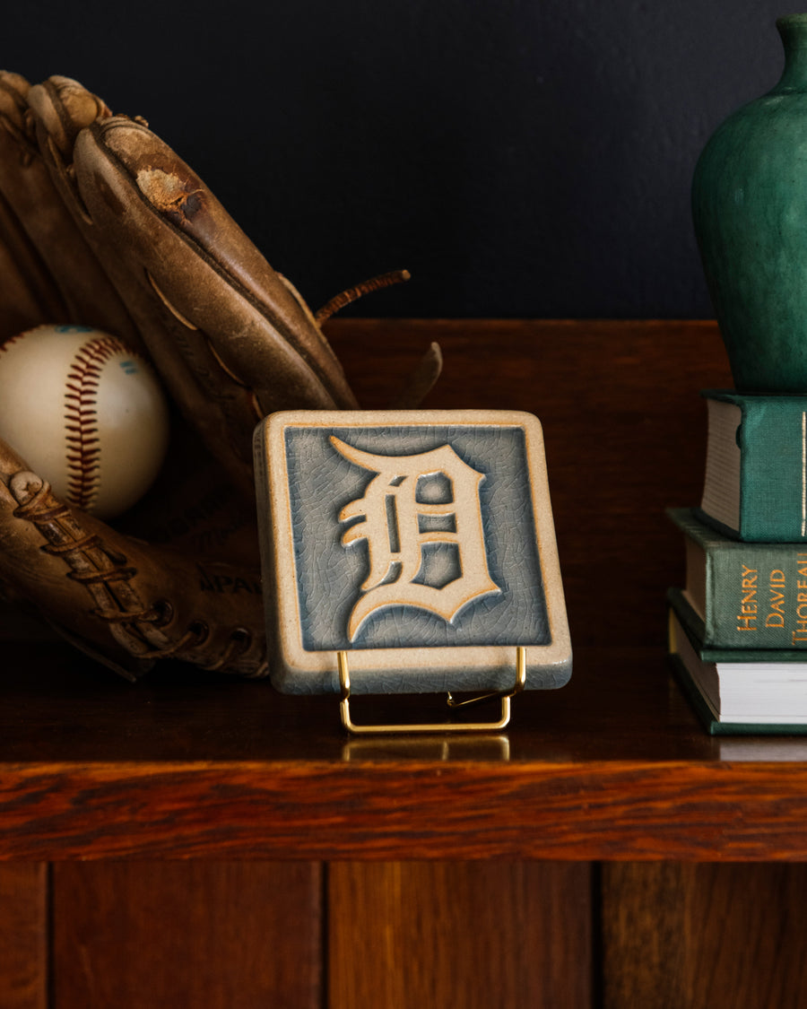 Old English "D" Tile on a handcrafted Stickley cabinet. 