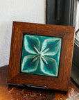 Framed Geo Flower Tile | Pewabic Blue