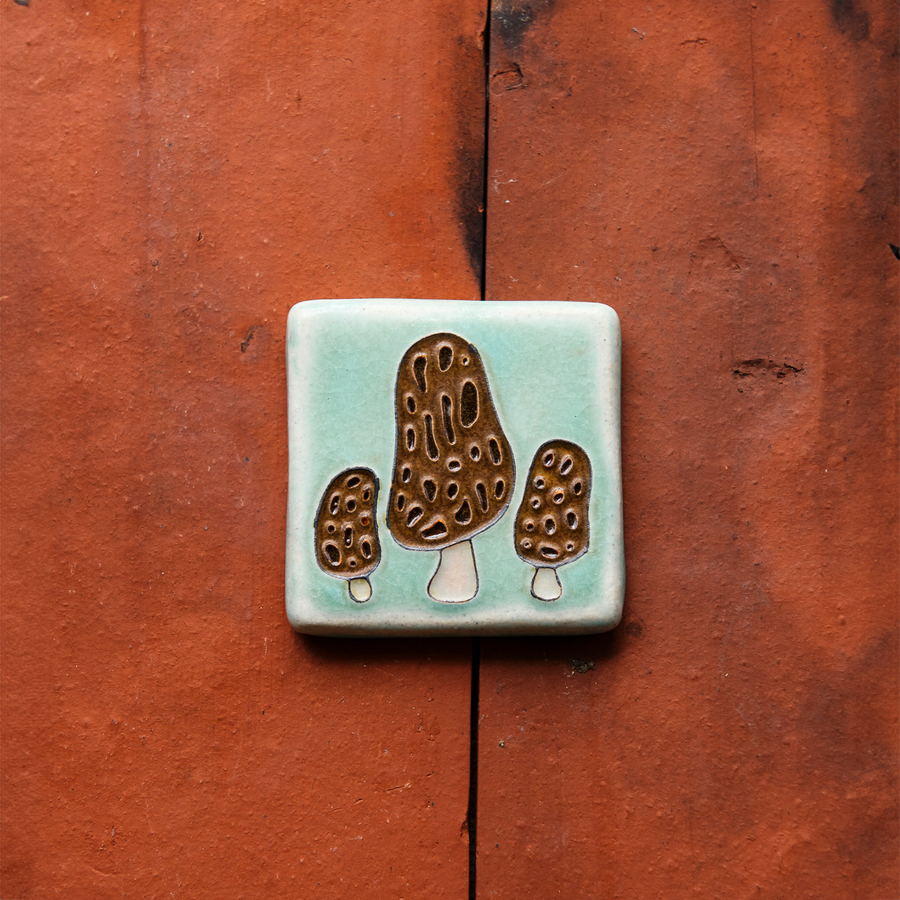Morel Mushroom Tile | Hand-Painted