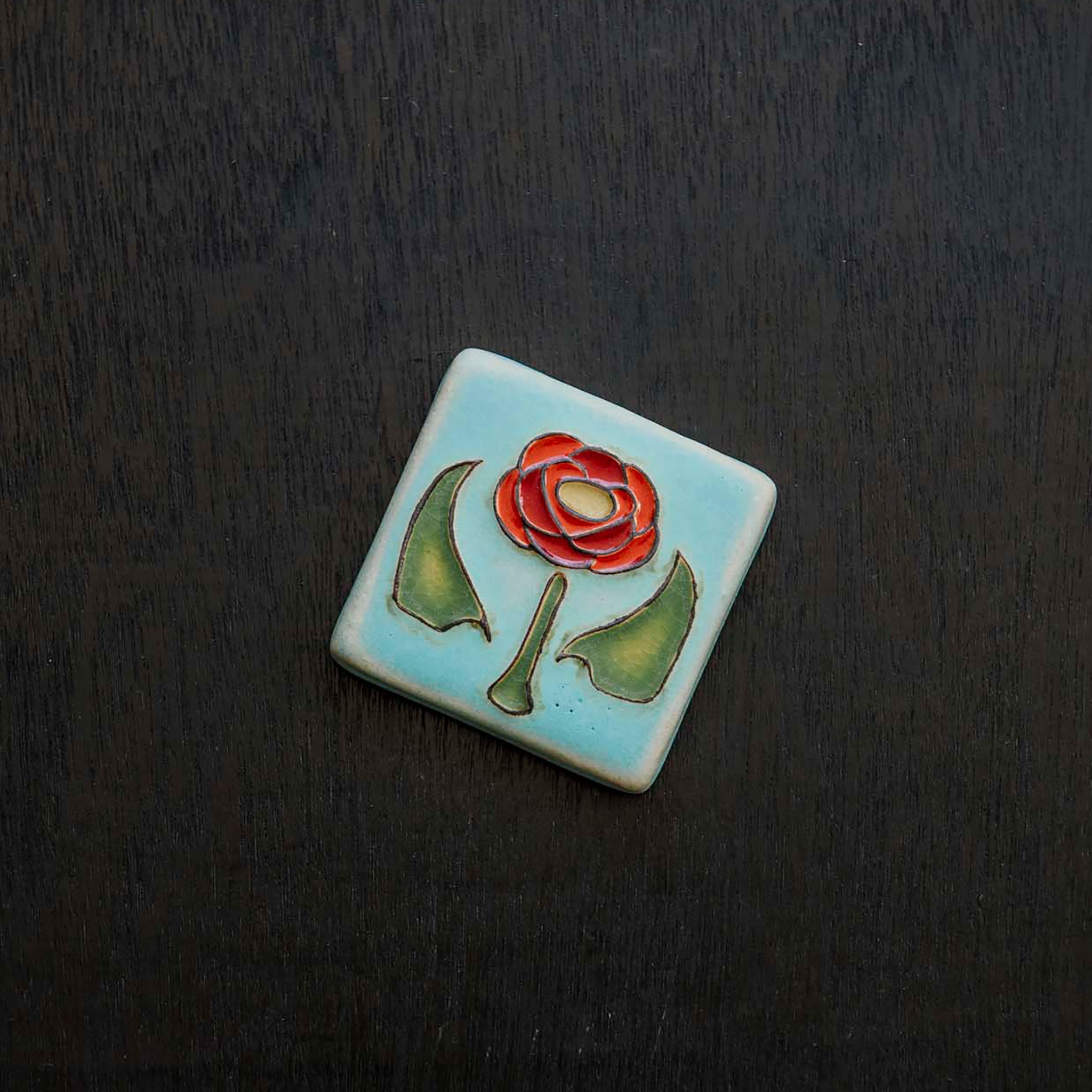 Hand-Painted Rose Tile