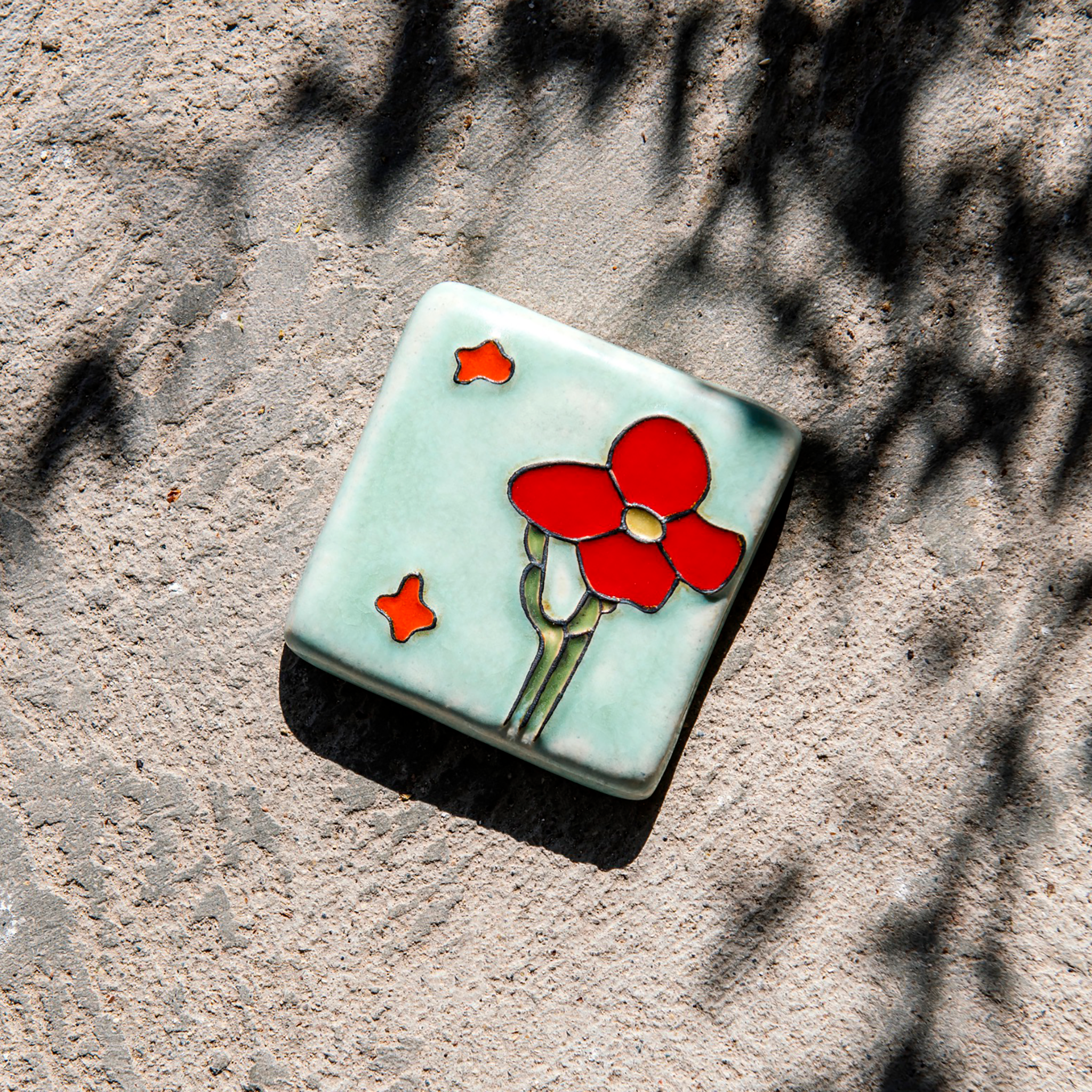 Hand-Painted Cactus Flower Tile