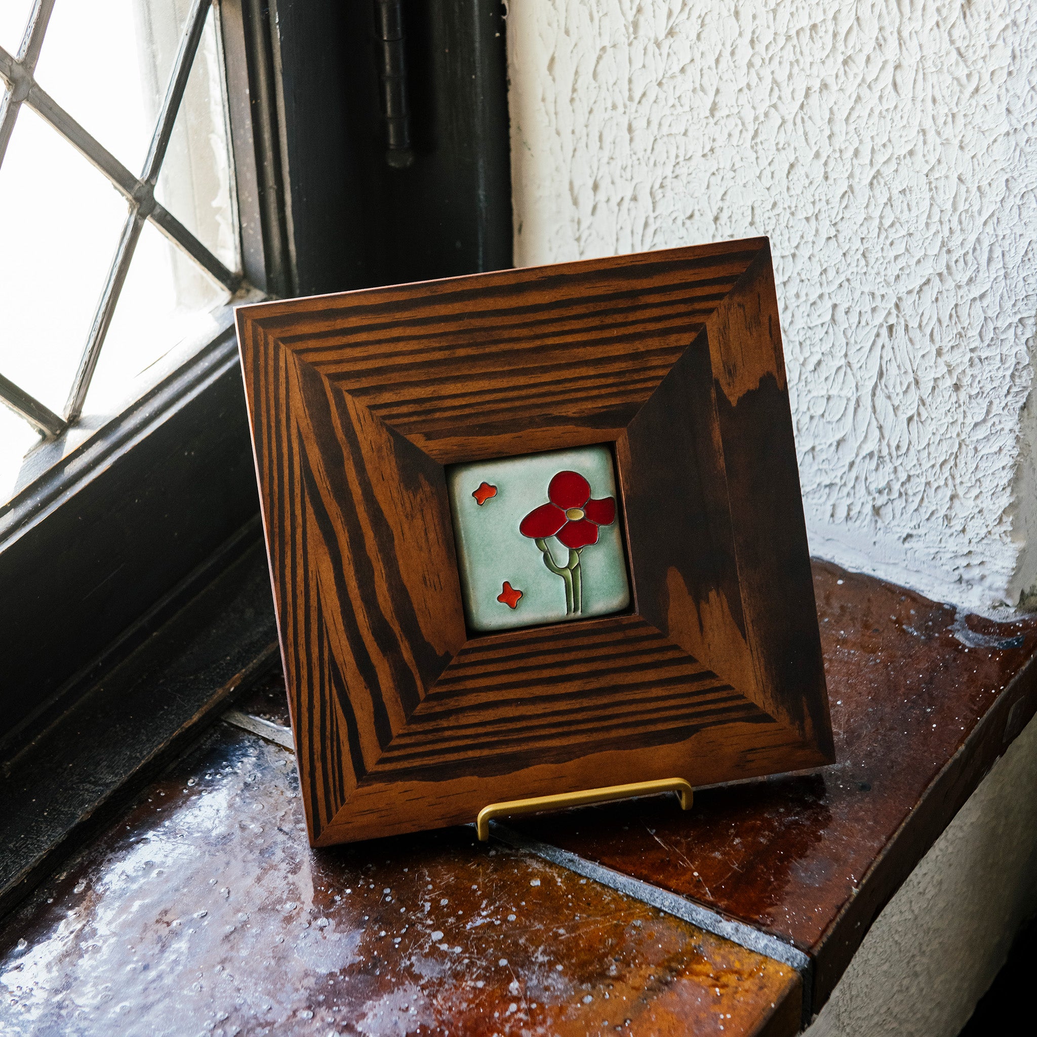 Framed Cactus Flower Tile | Poppy Palette